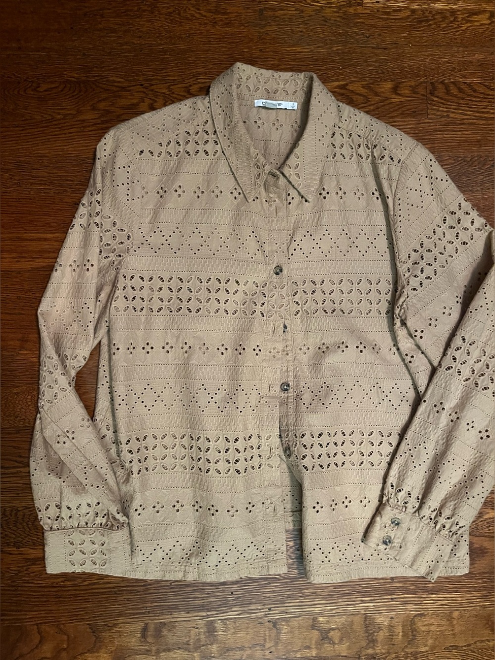 Eyelet Button-Up Shirt